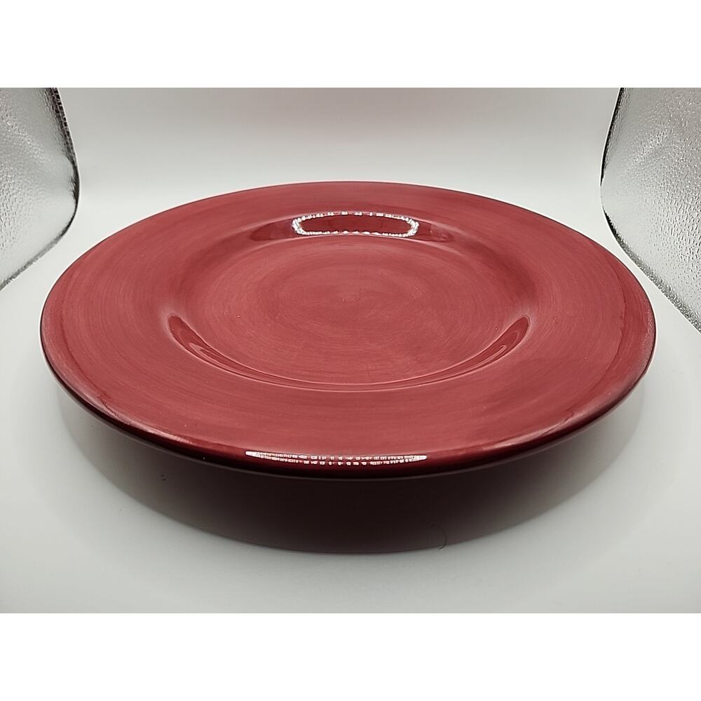Corsica Home Hand Painted Hand Crafted Large 11 1/4" Red Dinner Serving Plate - Picture 7 of 7